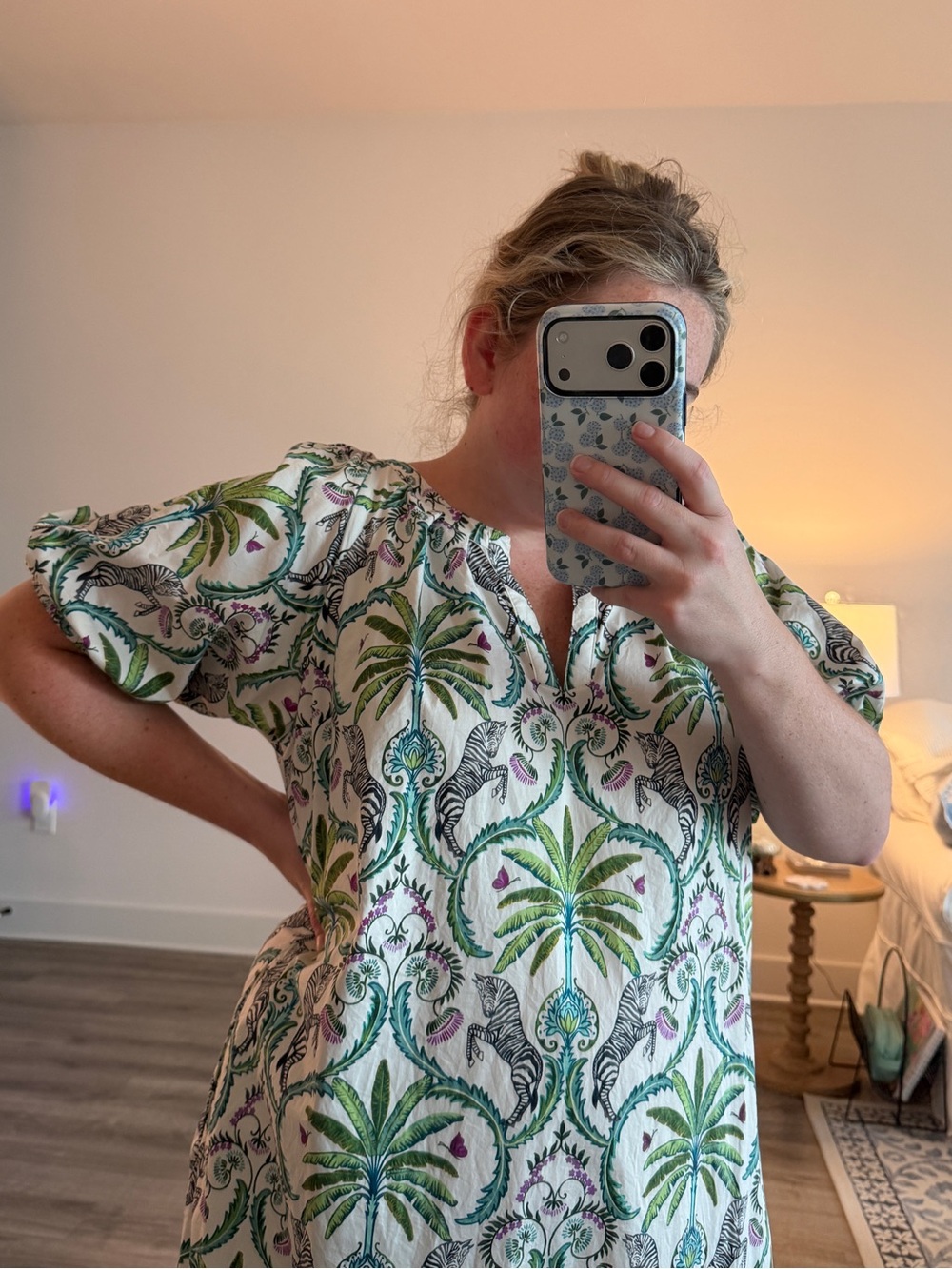 J. McLaughlin White Maxi Dress with Green Palm Motif - Picture 2 of 7